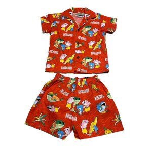 Boys Hawaiian Shirt & Short Set Size 2 Red  SS Royal Hawaiian Creations